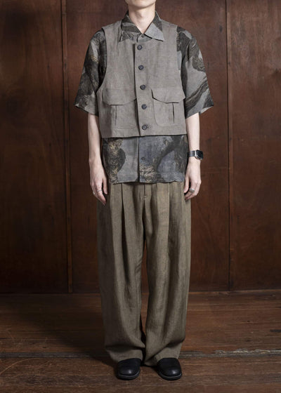 ZIGGY CHEN 0M2510112 Cropped Collarless Waistcoat STONE