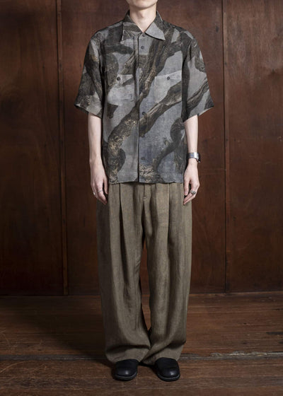 ZIGGY CHEN 0M2510707 Digital Print Short Sleeve Shirt GREY X OLIVE