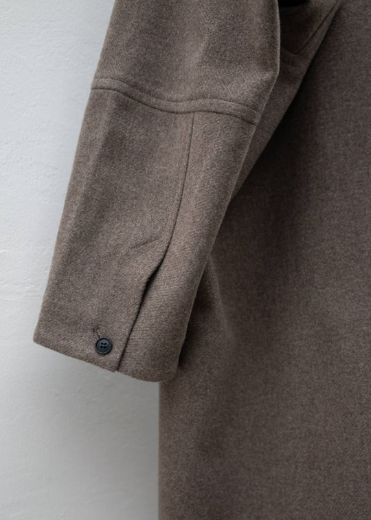 JAN-JAN VAN ESSCHE ”COAT#27” OVERSIZED DOUBLE BREASTED CAR COAT NATURAL BROWN YAK WOOL