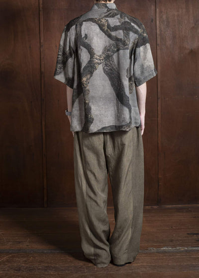 ZIGGY CHEN 0M2510707 Digital Print Short Sleeve Shirt GREY X OLIVE