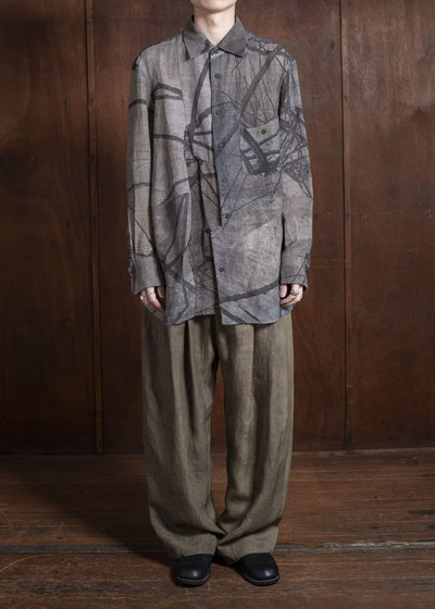 ZIGGY CHEN 0M2510710 Digital Print Asymmetric Shirt MIX GREY
