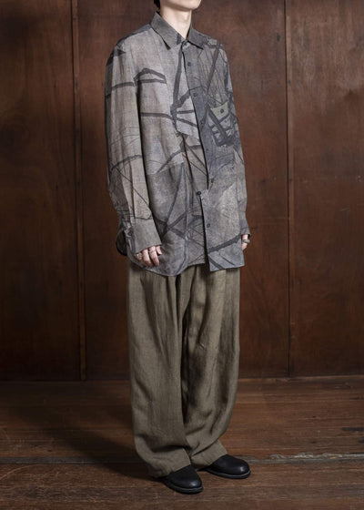 ZIGGY CHEN 0M2510710 Digital Print Asymmetric Shirt MIX GREY