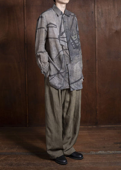 ZIGGY CHEN 0M2510710 Digital Print Asymmetric Shirt MIX GREY