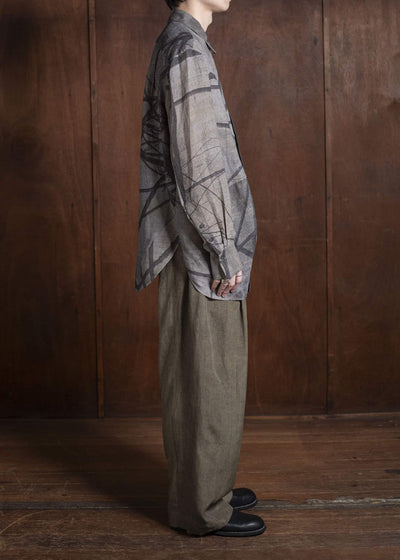 ZIGGY CHEN 0M2510710 Digital Print Asymmetric Shirt MIX GREY