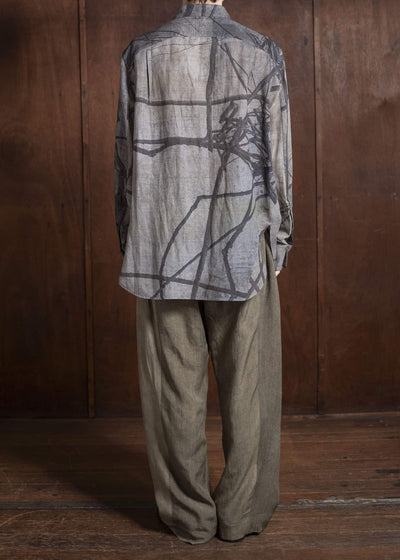 ZIGGY CHEN 0M2510710 Digital Print Asymmetric Shirt MIX GREY