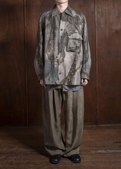 ZIGGY CHEN 0M2510723 Digital Print Shirt Jacket GREY X OLIVE