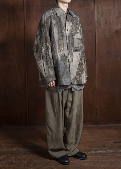 ZIGGY CHEN 0M2510723 Digital Print Shirt Jacket GREY X OLIVE