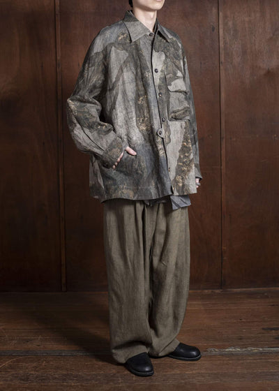 ZIGGY CHEN 0M2510723 Digital Print Shirt Jacket GREY X OLIVE