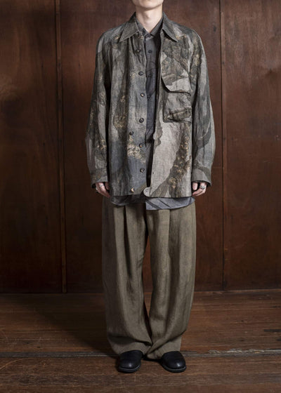 ZIGGY CHEN 0M2510723 Digital Print Shirt Jacket GREY X OLIVE