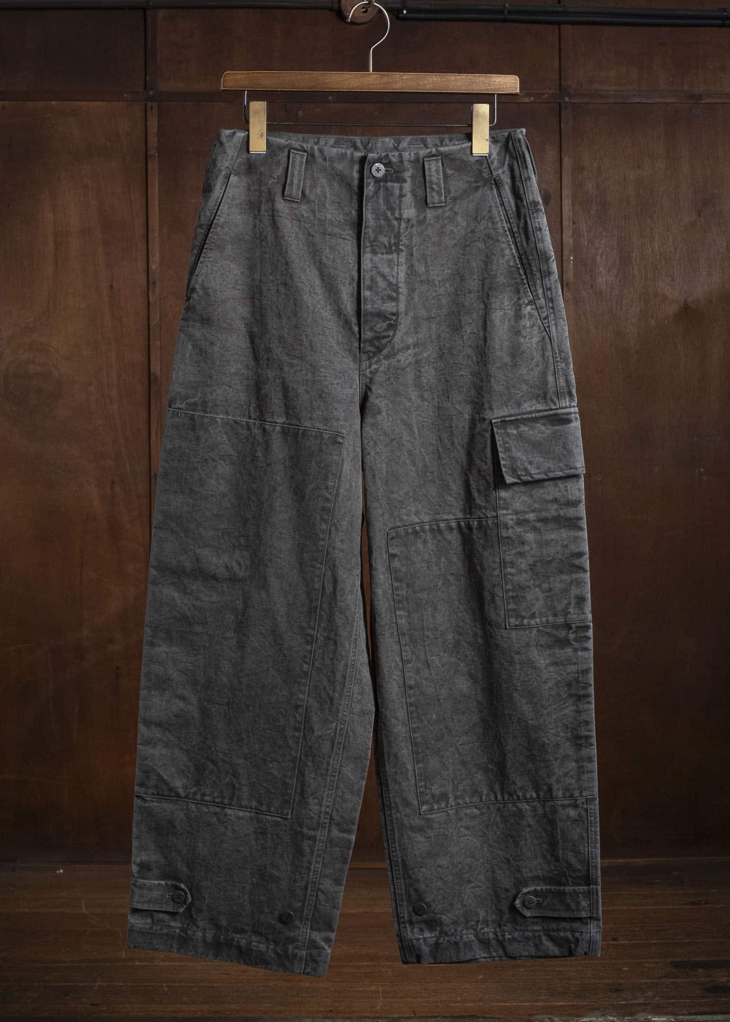 amachi. AY010B-3032 Double Knee Cargo Pants Sumi