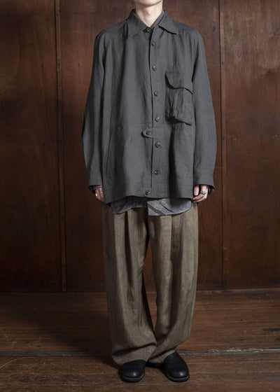 ZIGGY CHEN 0M2510504 Drop Crotch Wide Leg Trousers FADED OLIVE