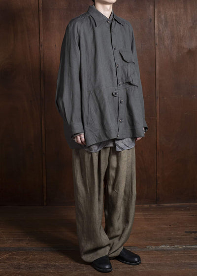 ZIGGY CHEN 0M2510504 Drop Crotch Wide Leg Trousers FADED OLIVE