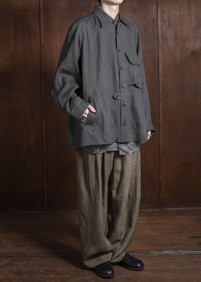 ZIGGY CHEN 0M2510504 Drop Crotch Wide Leg Trousers FADED OLIVE