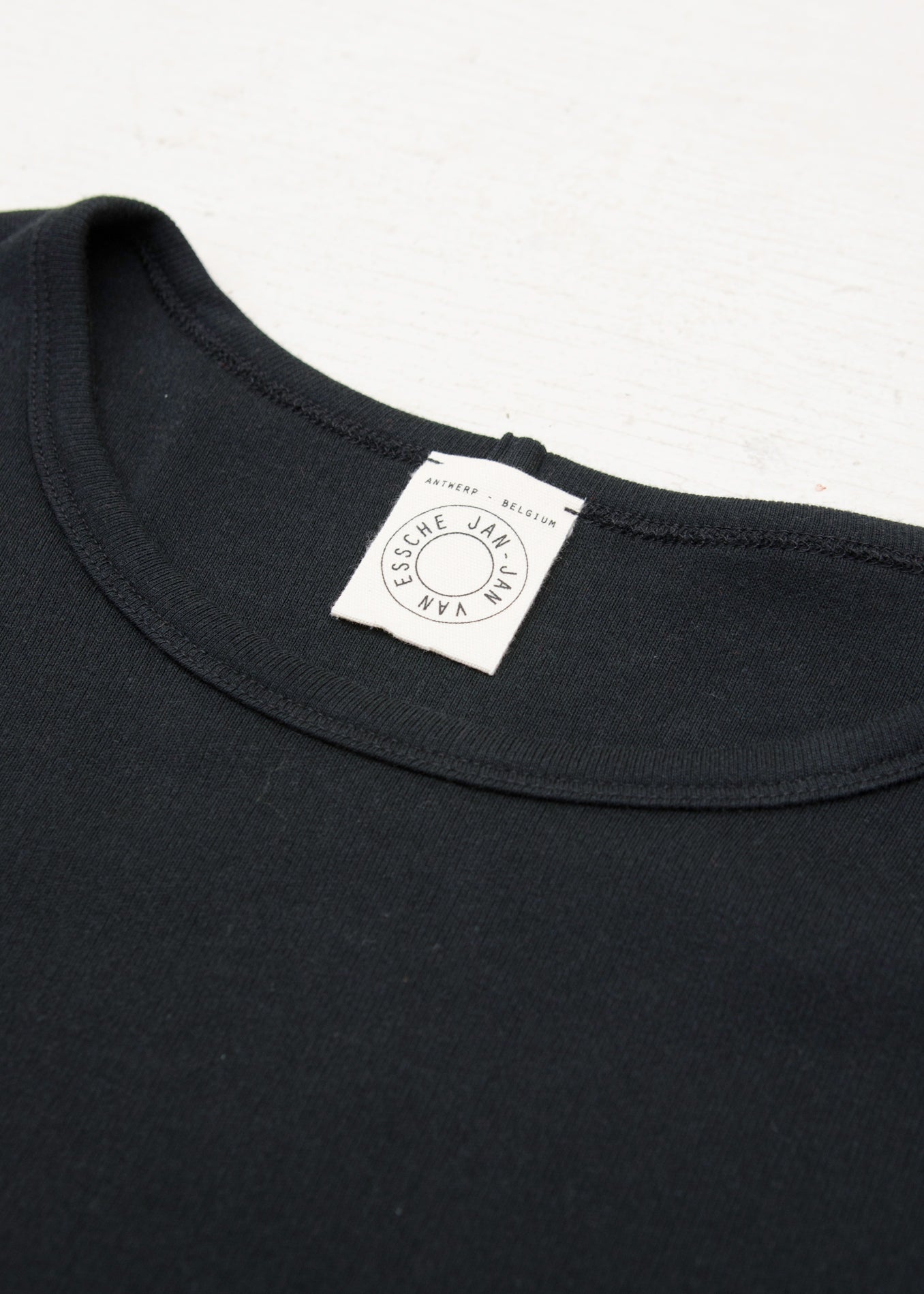 JAN-JAN VAN ESSCHE "TEE#73"BLACK PANCAKE COTTON JERSEY