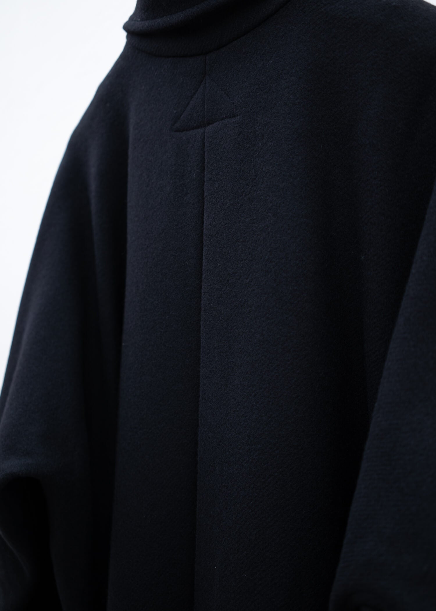 JAN-JAN VAN ESSCHE "COAT#26" TRENCHCOAT STYLE  LONG COAT PITCH BLACK YAK WOOL