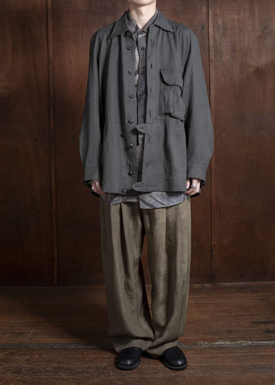 ZIGGY CHEN 0M2510504 Drop Crotch Wide Leg Trousers FADED OLIVE