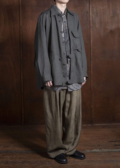 ZIGGY CHEN 0M2510504 Drop Crotch Wide Leg Trousers FADED OLIVE