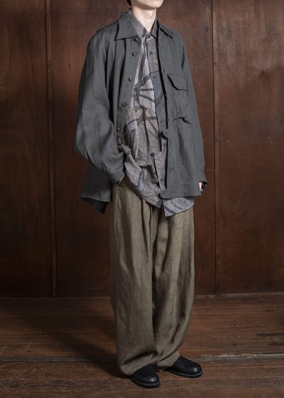 ZIGGY CHEN 0M2510504 Drop Crotch Wide Leg Trousers FADED OLIVE