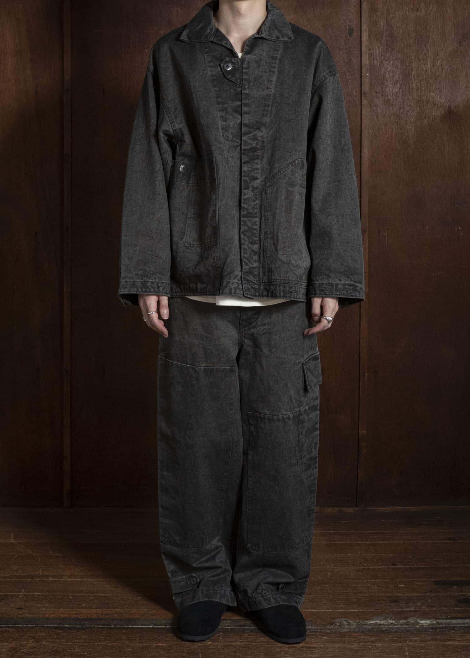 amachi. AY010B-3032 Double Knee Cargo Pants Sumi