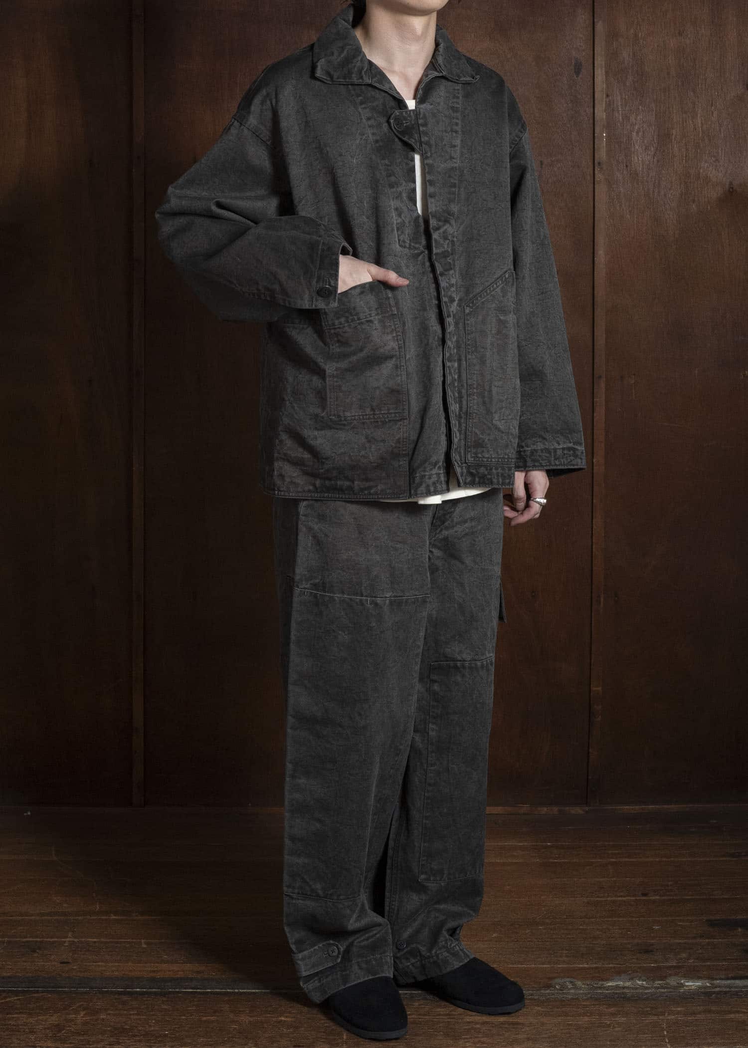 amachi. AY010B-3032 Double Knee Cargo Pants Sumi