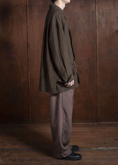 ZIGGY CHEN 0M2510737 Double Breasted Shirt Jacket DARK OLIVE