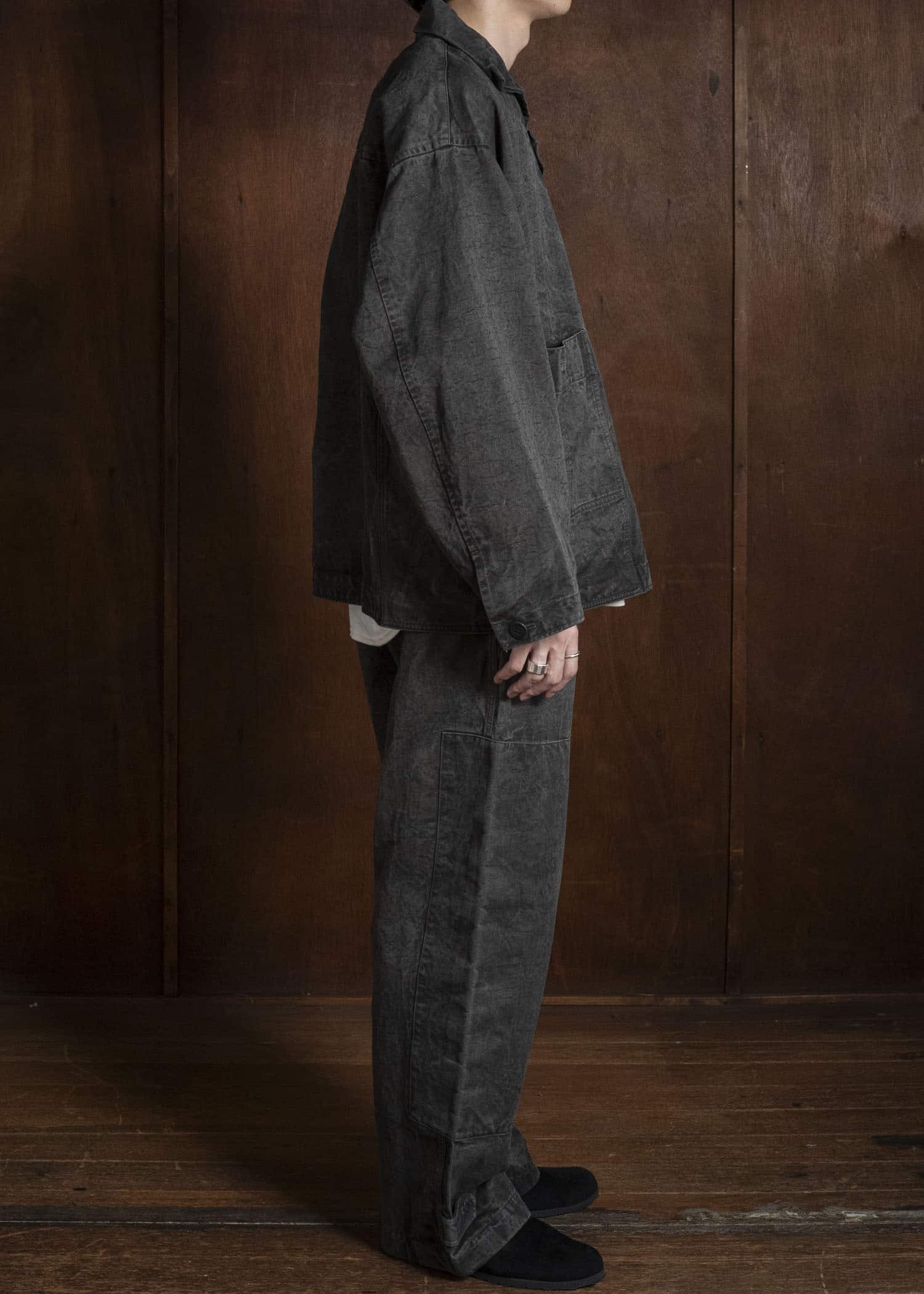 amachi. AY010B-3032 Double Knee Cargo Pants Sumi