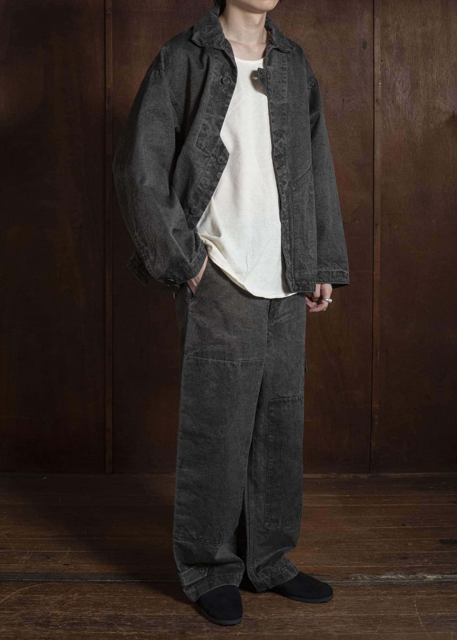 amachi. AY010B-3032 Double Knee Cargo Pants Sumi