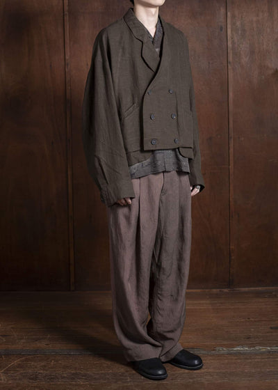 ZIGGY CHEN 0M2510929 Double Breasted Cropped Jacket DARK OLIVE