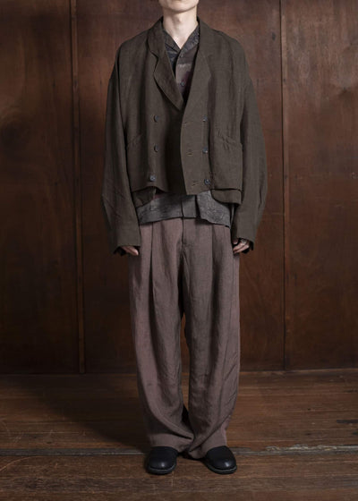 ZIGGY CHEN 0M2510929 Double Breasted Cropped Jacket DARK OLIVE