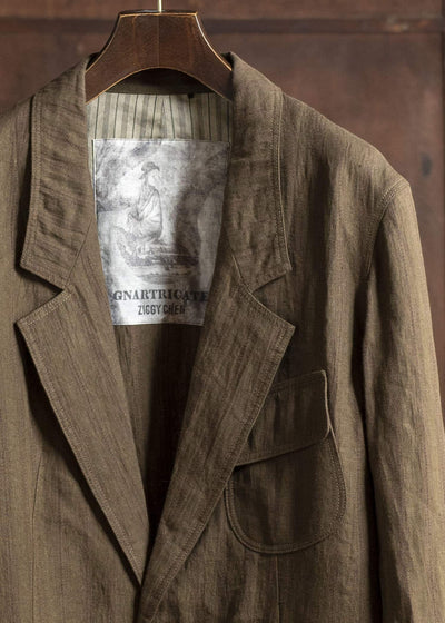 ZIGGY CHEN 0M2510905 1 Button Long Jacket OLIVE X BURGUNDY