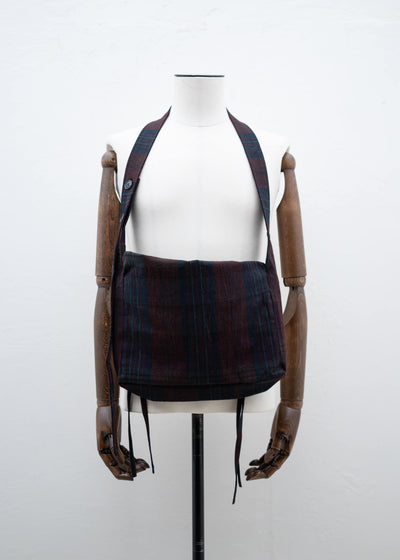 JAN-JAN VAN ESSCHE ""BAG#25"" SMALL ADJUSTABLE SHOULDER BAG  DUSK CHECK CANVAS