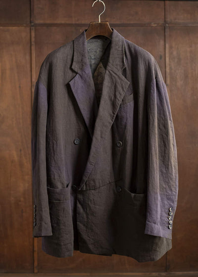 ZIGGY CHEN 0M2510904 Double Breasted Long Jacket PURPLE BROWN