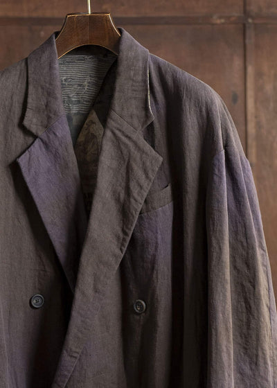 ZIGGY CHEN 0M2510904 Double Breasted Long Jacket PURPLE BROWN