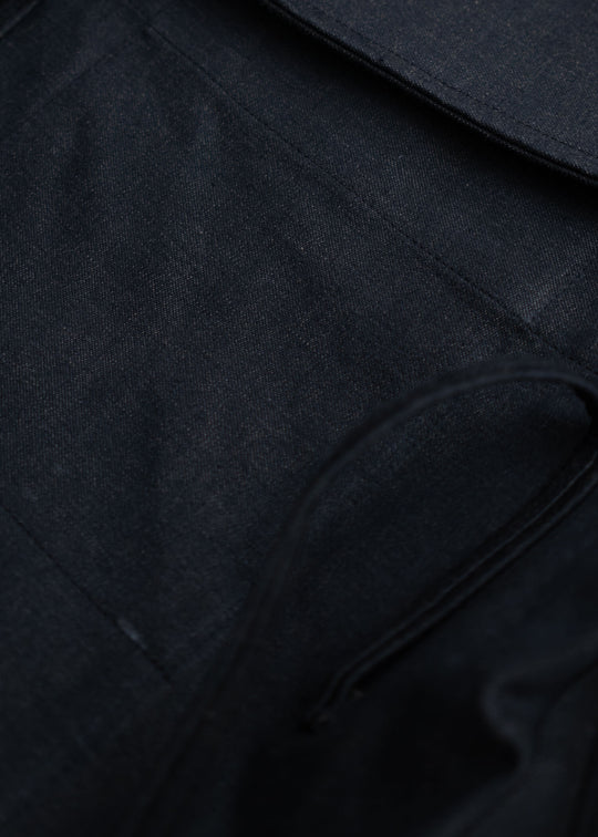 JAN-JAN VAN ESSCHE ""BAG#25"" SMALL ADJUSTABLE SHOULDER BAG ANTHRACITE FINE COTTON DENIM