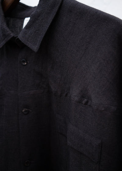 JAN-JAN VAN ESSCHE "SHIRT#97" LONG SLEEVE REGULAR FIT SHIRT DARK BROWN FINE HERRINGBONE