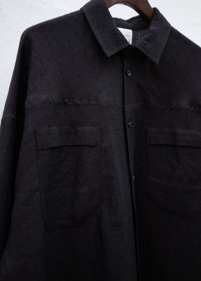 JAN-JAN VAN ESSCHE "SHIRT#97" LONG SLEEVE REGULAR FIT SHIRT DARK BROWN FINE HERRINGBONE