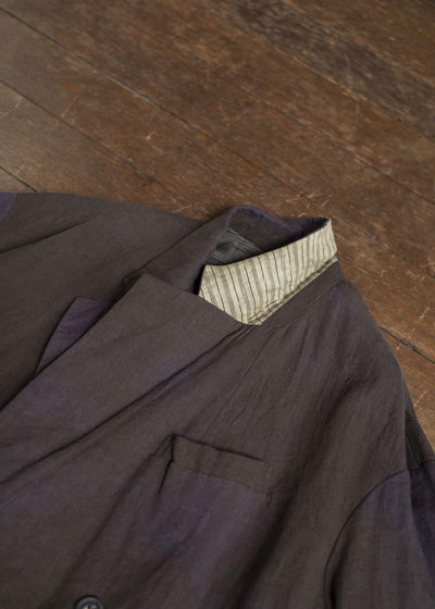 ZIGGY CHEN 0M2510904 Double Breasted Long Jacket PURPLE BROWN