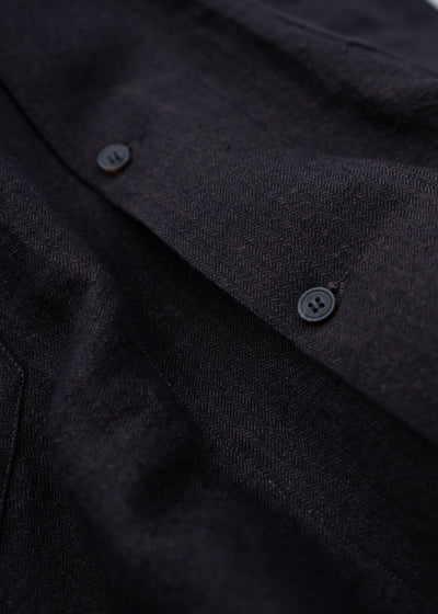 JAN-JAN VAN ESSCHE "SHIRT#97" LONG SLEEVE REGULAR FIT SHIRT DARK BROWN FINE HERRINGBONE