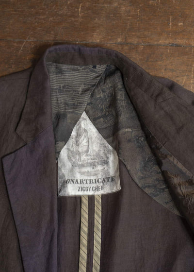 ZIGGY CHEN 0M2510904 Double Breasted Long Jacket PURPLE BROWN