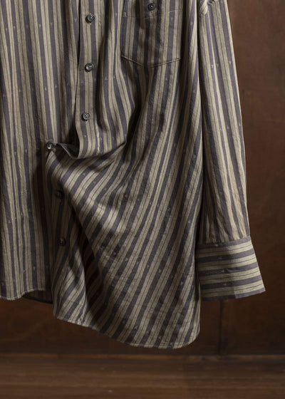 ZIGGY CHEN 0M2510724 Asymmetric Striped Shirt OLIVE X DARK KHAKI