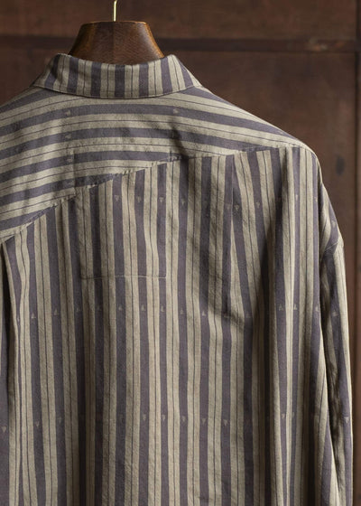 ZIGGY CHEN 0M2510724 Asymmetric Striped Shirt OLIVE X DARK KHAKI