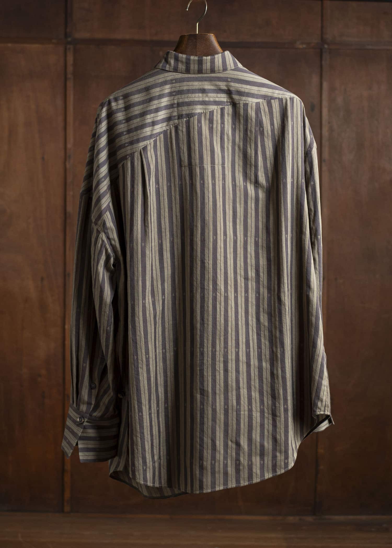 ZIGGY CHEN 0M2510724 Asymmetric Striped Shirt OLIVE X DARK KHAKI