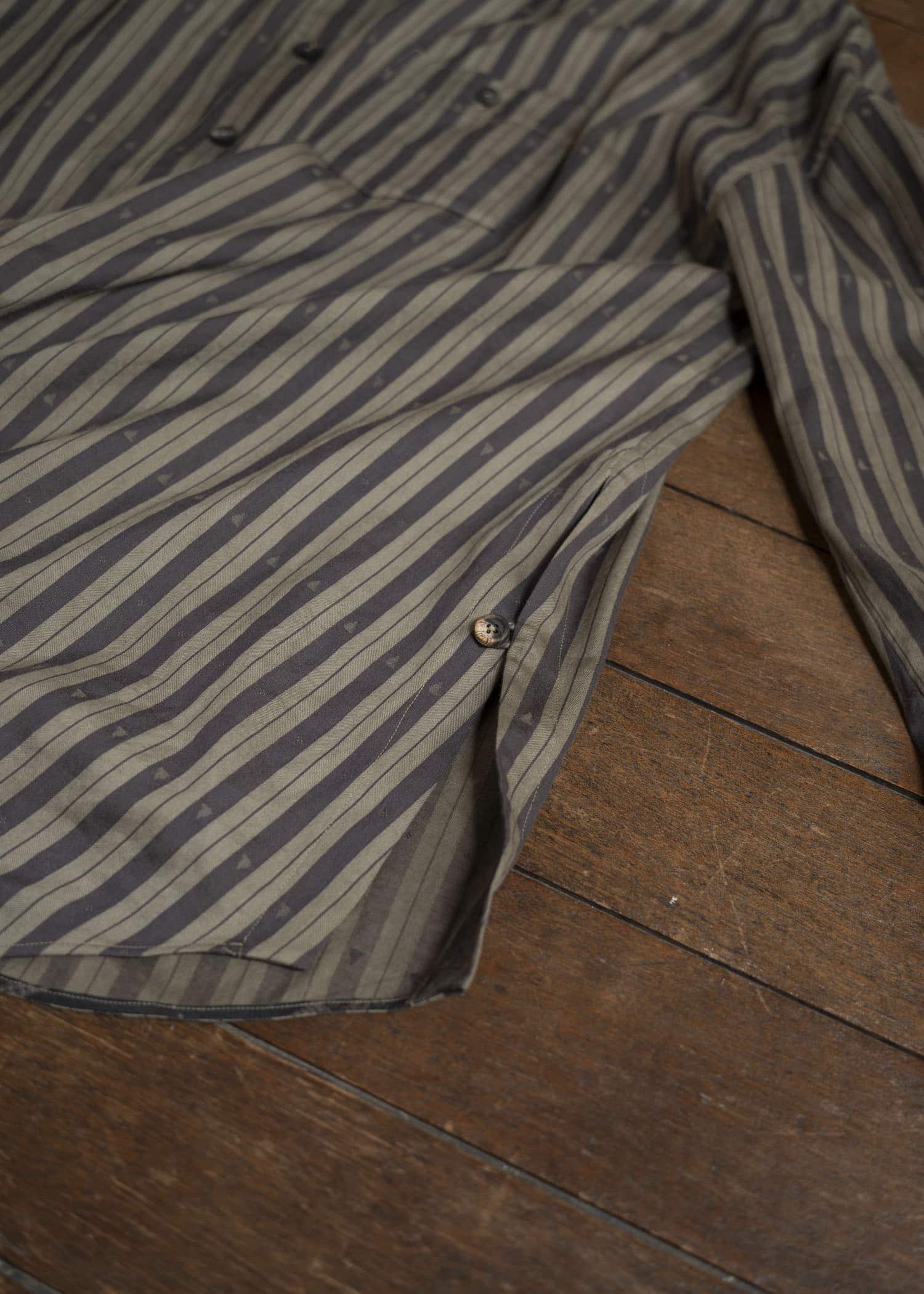 ZIGGY CHEN 0M2510724 Asymmetric Striped Shirt OLIVE X DARK KHAKI