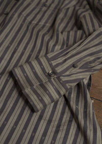 ZIGGY CHEN 0M2510724 Asymmetric Striped Shirt OLIVE X DARK KHAKI