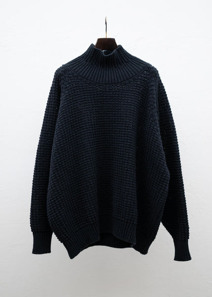 JAN-JAN VAN ESSCHE "KNIT#61" LOOSE FIT HEAVIER WEIGHT TURTLE NECK PITCH BLACK LALIN