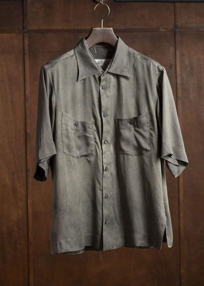 ZIGGY CHEN 0M2510721 Spread Collar Short Sleeve Shirt DARK GREY