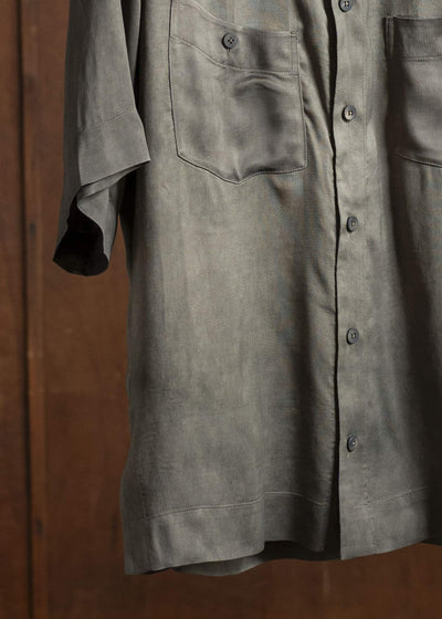 ZIGGY CHEN 0M2510721 Spread Collar Short Sleeve Shirt DARK GREY