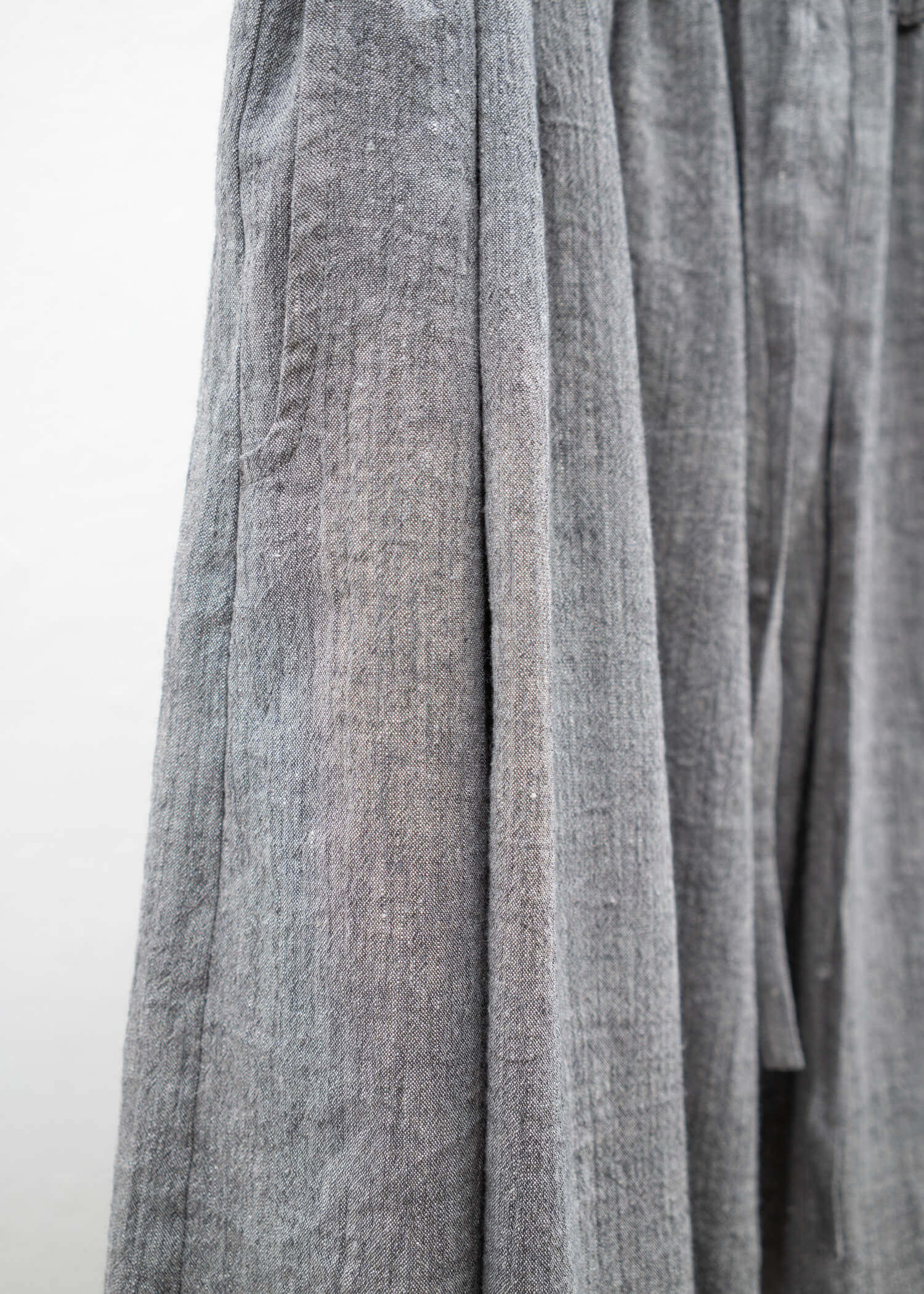 JAN-JAN VAN ESSCHE "TROUSERS#77" LOOSE FIT SINGLE PLEATED TROUSERS GREY MELE LINEN COTTON WOOL CHAMBRAY