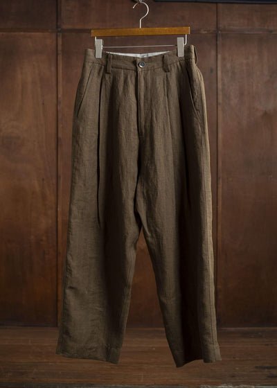 ZIGGY CHEN 0M2510509 Striped Front Pleat Trousers OLIVE X BURGUNDY