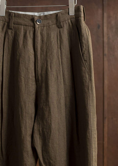 ZIGGY CHEN 0M2510509 Striped Front Pleat Trousers OLIVE X BURGUNDY